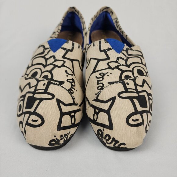 Joy & Mario J. Pierce Women’s Flat‎ Slip On Shoe 8W Graphic Cartoon Black & Tan - Picture 3 of 12